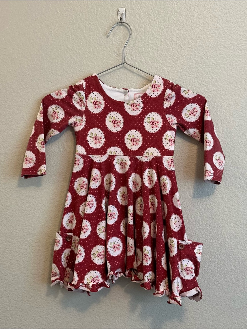 SweetHoney Red Floral Medallion Long-Sleeve Twirl Dress